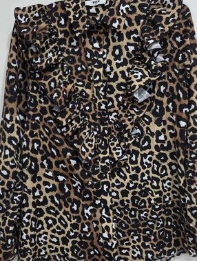 MSGM Leopard Print Button-Up Top in Black/Brown/Cream